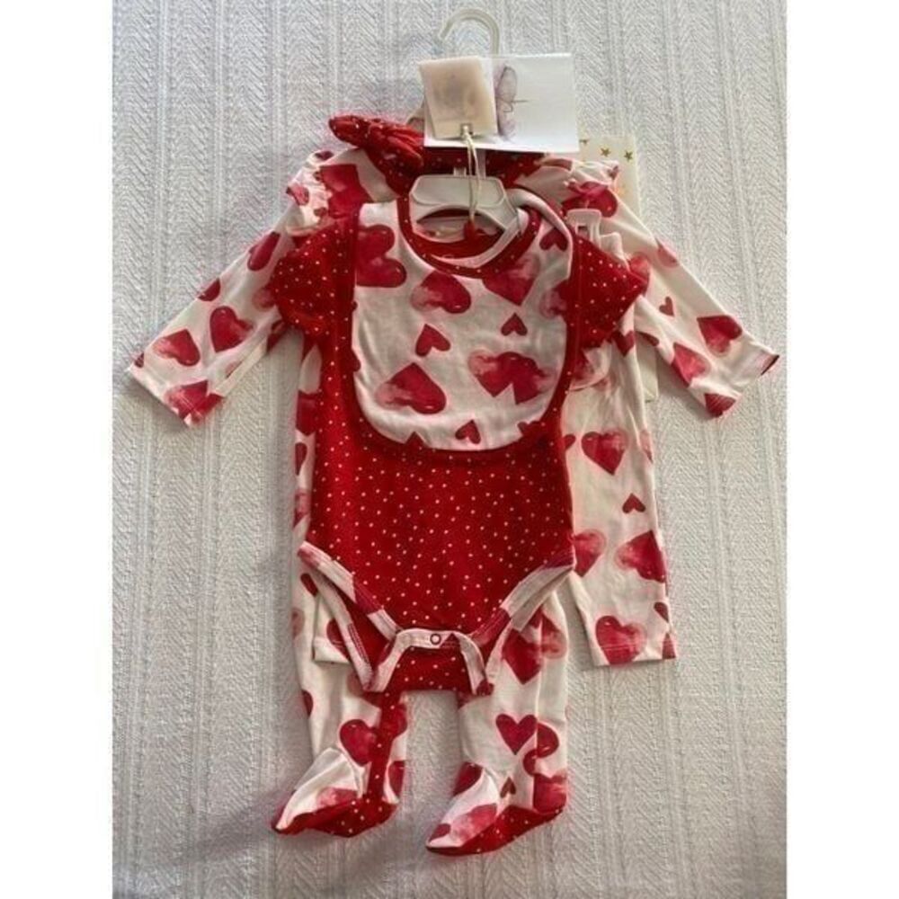 Jessica Simpson Baby Girl 4-pc Heart Bodysuit Set 3/6M